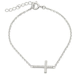 Pulseira delicada em prata 925 com cruz e zircónia