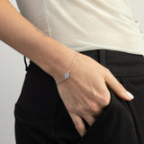 Pulseira Mão de Fátima em prata 925 com zircónia azul