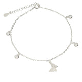 Pulseira delicada em prata 925 com zircónias e borboleta