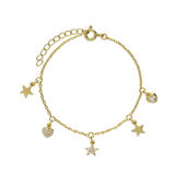 Pulseira delicada banhada a ouro com vidro cristal