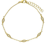 Pulseira delicada banhada a ouro com zircônia e olho