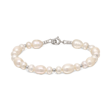 pulseira de pérolas, Prata de lei 925, Pérola cultivada