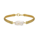 Pulseira de pérolas banhada a ouro
