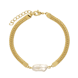 Pulseira de pérolas banhada a ouro