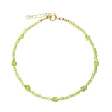 Pulseira para tornozelo banhada a ouro com peridoto