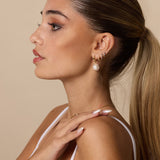 Pendentes banhados a ouro com zircónia e pérola