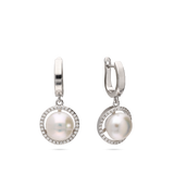 Pendentes em prata 925 com zircónia e pérola