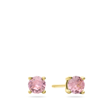 Brincos de placa banhados a ouro com zircónia rosa