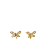 Brincos de placa banhados a ouro com zircónias e borboleta