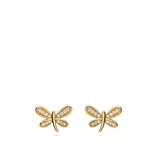 Brincos de placa banhados a ouro com zircónias e borboleta