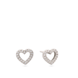 Brincos de placa coração em prata 925 com zircónias