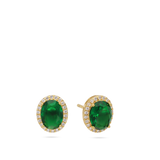 Brincos de placa banhados a ouro com zircónia verde