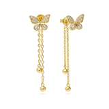Pendentes banhados a ouro com zircónia e borboleta