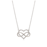 Fio com pendente coração e infinito em prata 925 com zircónias