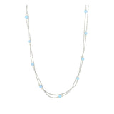 Colar duplo em prata 925 com opalas azul