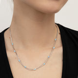 Colar duplo em prata 925 com opalas azul