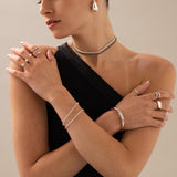 Colar choker tenis em prata 925 com zircónias pretas