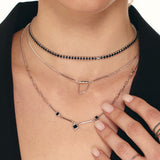 Colar choker tenis em prata 925 com zircónias pretas