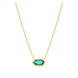 Fio com pendente banhado a ouro com cristal verde