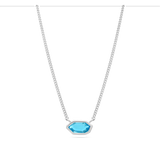Fio com pendente em prata 925 com cristal azul céu