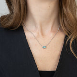 Fio com pendente em prata 925 com cristal azul céu