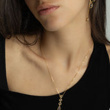 Fio com pendente banhado a ouro com vidro cristal castanho