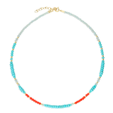 Colar choker banhado a ouro com vidro cristal colorido