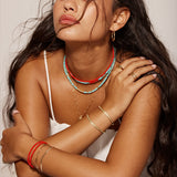 Colar choker banhado a ouro com vidro cristal colorido