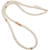 Colar de pérolas banhado a ouro com jadeíte