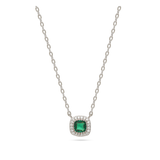 Fio com pendente em prata de lei 925 com zircónia verde