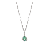 Fio com pendente em prata 925 com zircónia verde