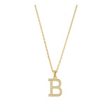Fio com pendente B banhado a ouro com zircónias