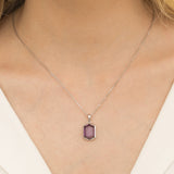 Fio com pendente roxo em prata 925 com zircónia