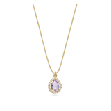 Fio com pendente violeta banhado a ouro com zircónias e vidro cristal