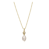 Fio com pendente banhado a ouro com zircónia e pérola