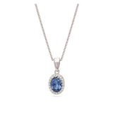 Fio com pendente em prata 925 com zircónia azul