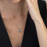 Fio com pendente em prata 925 com zircónia azul