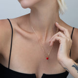 Fio banhado a ouro com pendente coração vermelho