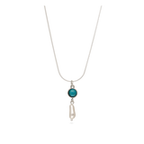 Fio com pendente em prata 925 com swarovski turquesa