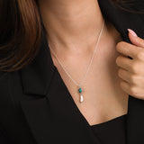 Fio com pendente em prata 925 com swarovski turquesa