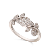 Anel folhas em prata 925 com zircónias