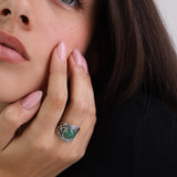 Anel em prata 925 com aventurina verde