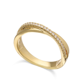 Anel banhado a ouro com zircónias