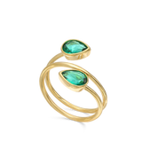 Anel banhado a ouro com quartzo turquesa