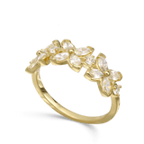 Anel banhado a ouro com flores com zircónias