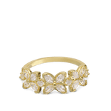 Anel banhado a ouro com flores com zircónias