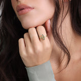 Anel flor banhado a ouro