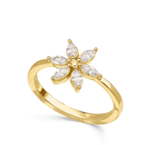 Anel flor banhado a ouro com zircónias