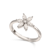Anel flor em prata de lei 925 com zircónias