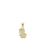 Pingente menina banhado a ouro com zircónias